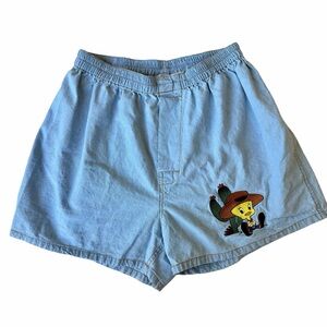 Vintage Tweety Bird 90’s Y2K Embroidered Denim Shorts Warner Brothers Size Small
